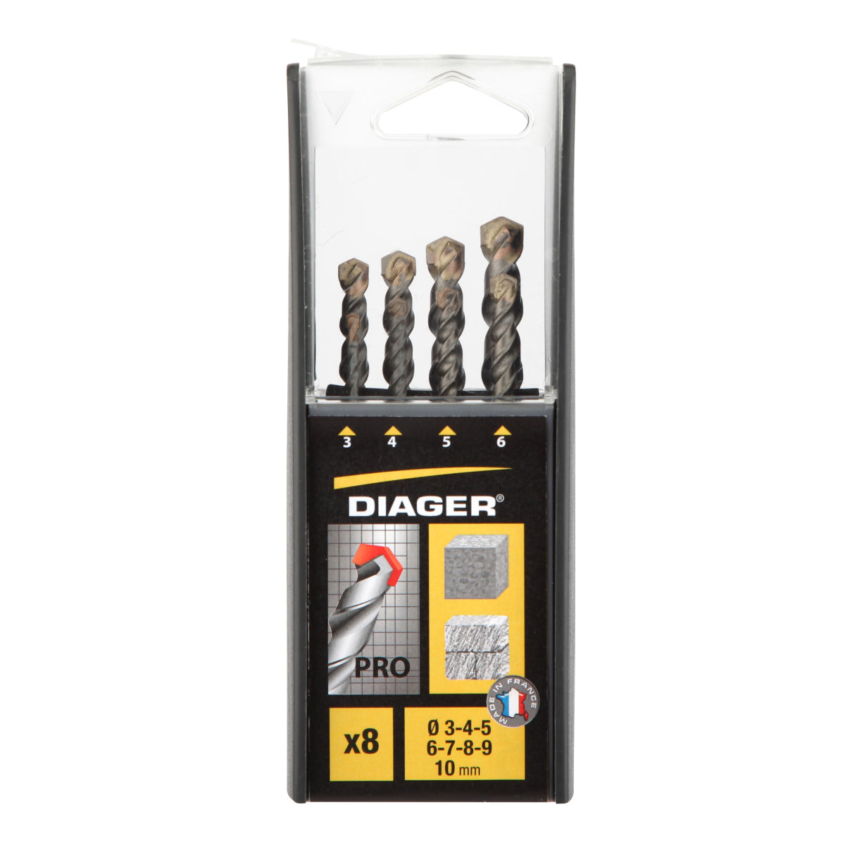 Diager Coffret De X8 Forets Béton 2 Taillants (299B)