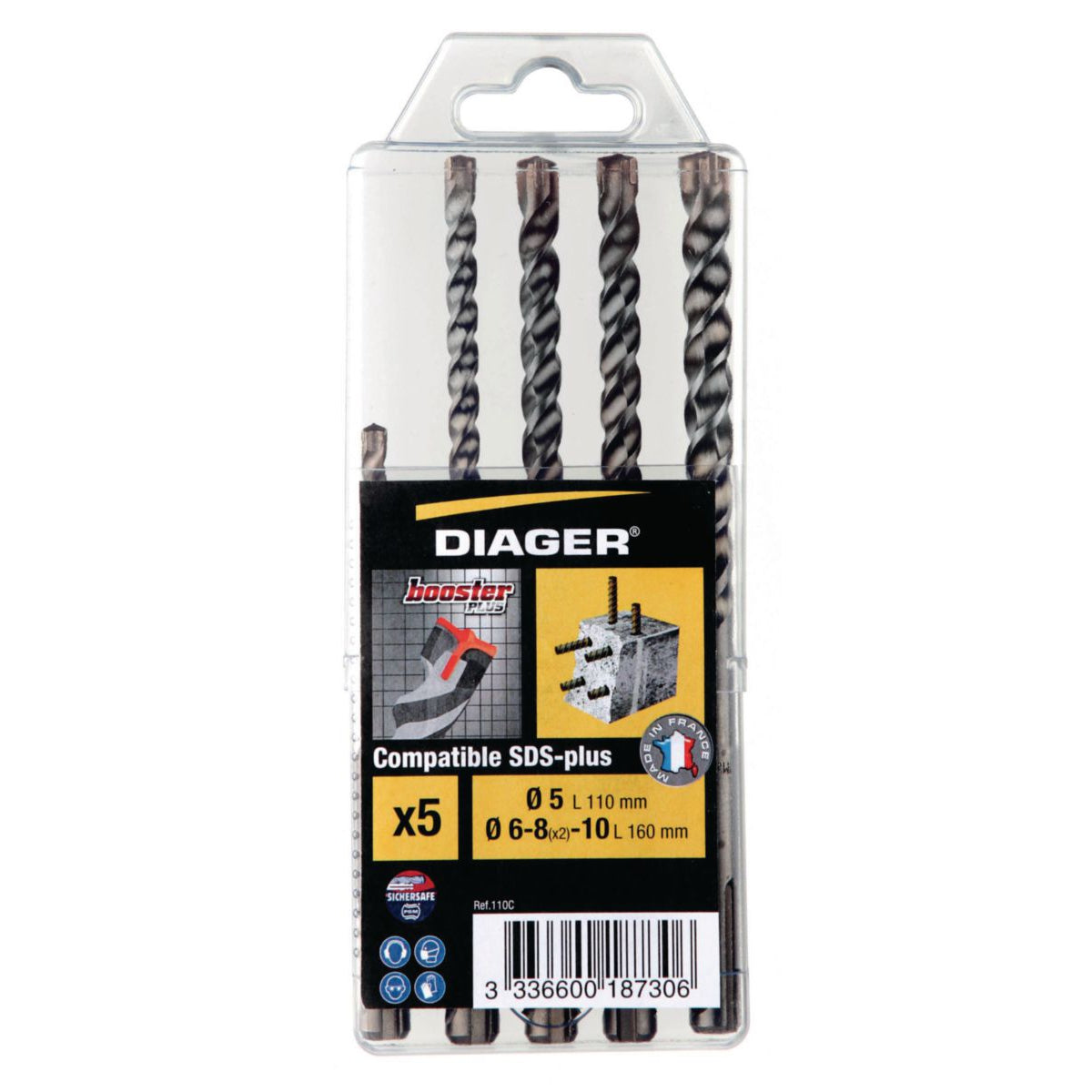  Diager Coffrets De X5 Forets Béton SDS-plus Booster-plus 110C
