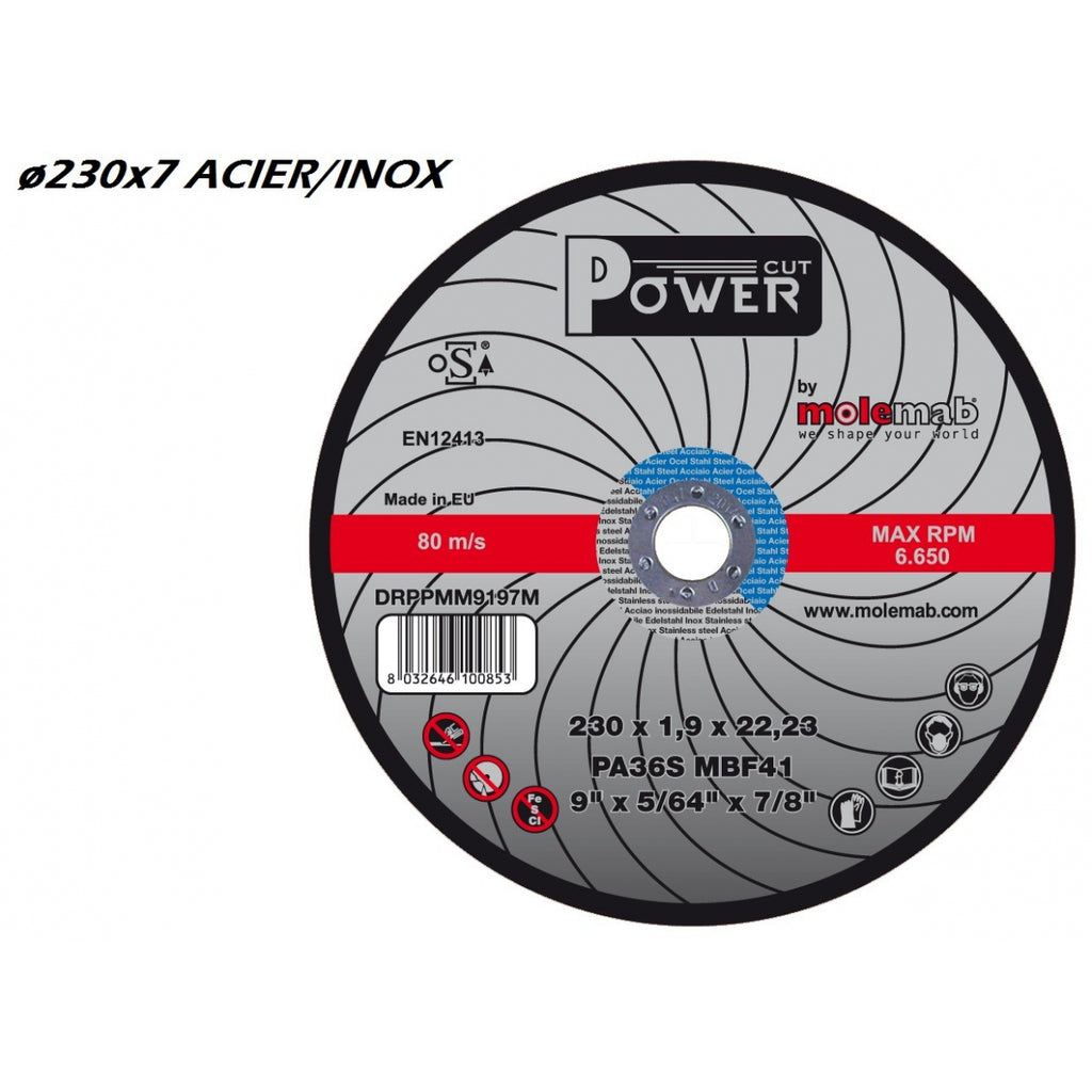 MabTools Disque à ébarber 230x7 POWER Acier/inox (DRDPMT9707M2)