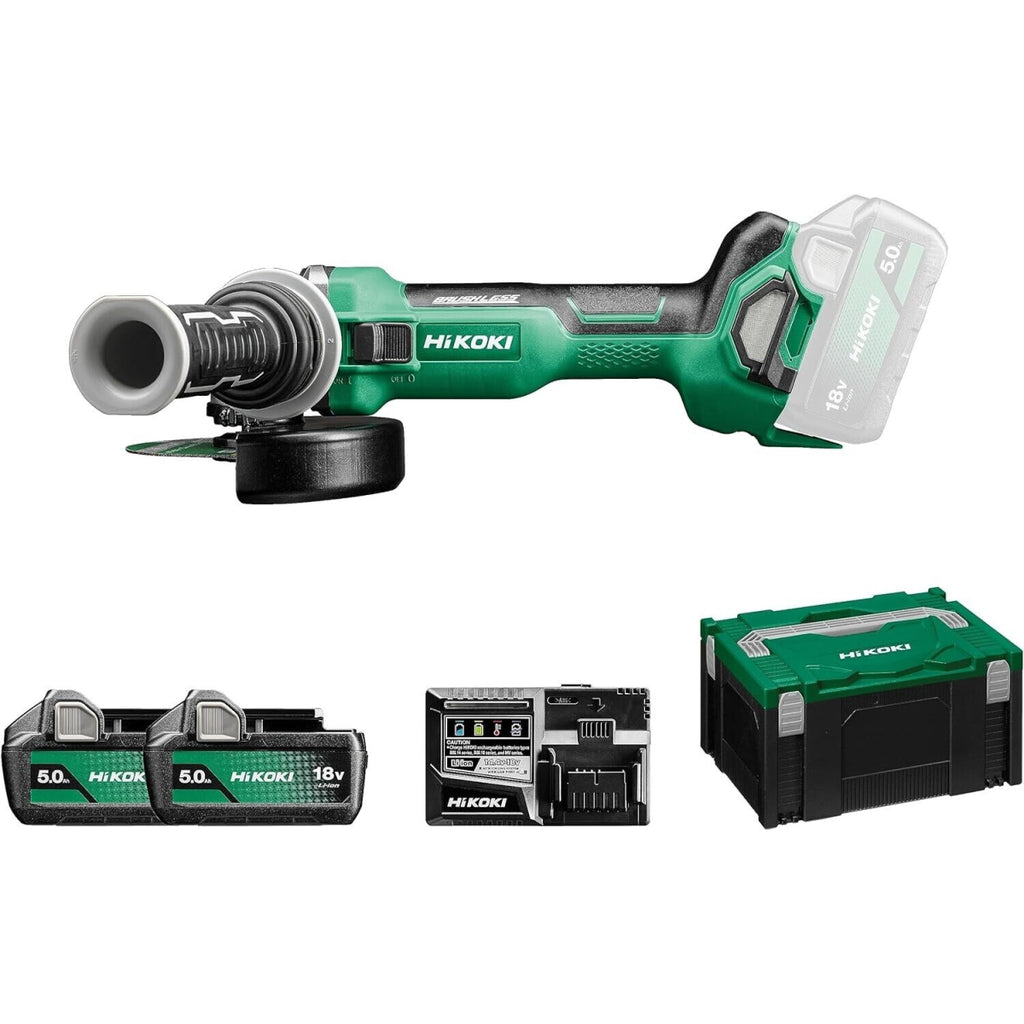  Hikoki G1813DAWQZ Meuleuse Sans Fil 18V ø125mm 2x5Ah Avec Coffret HitCase III