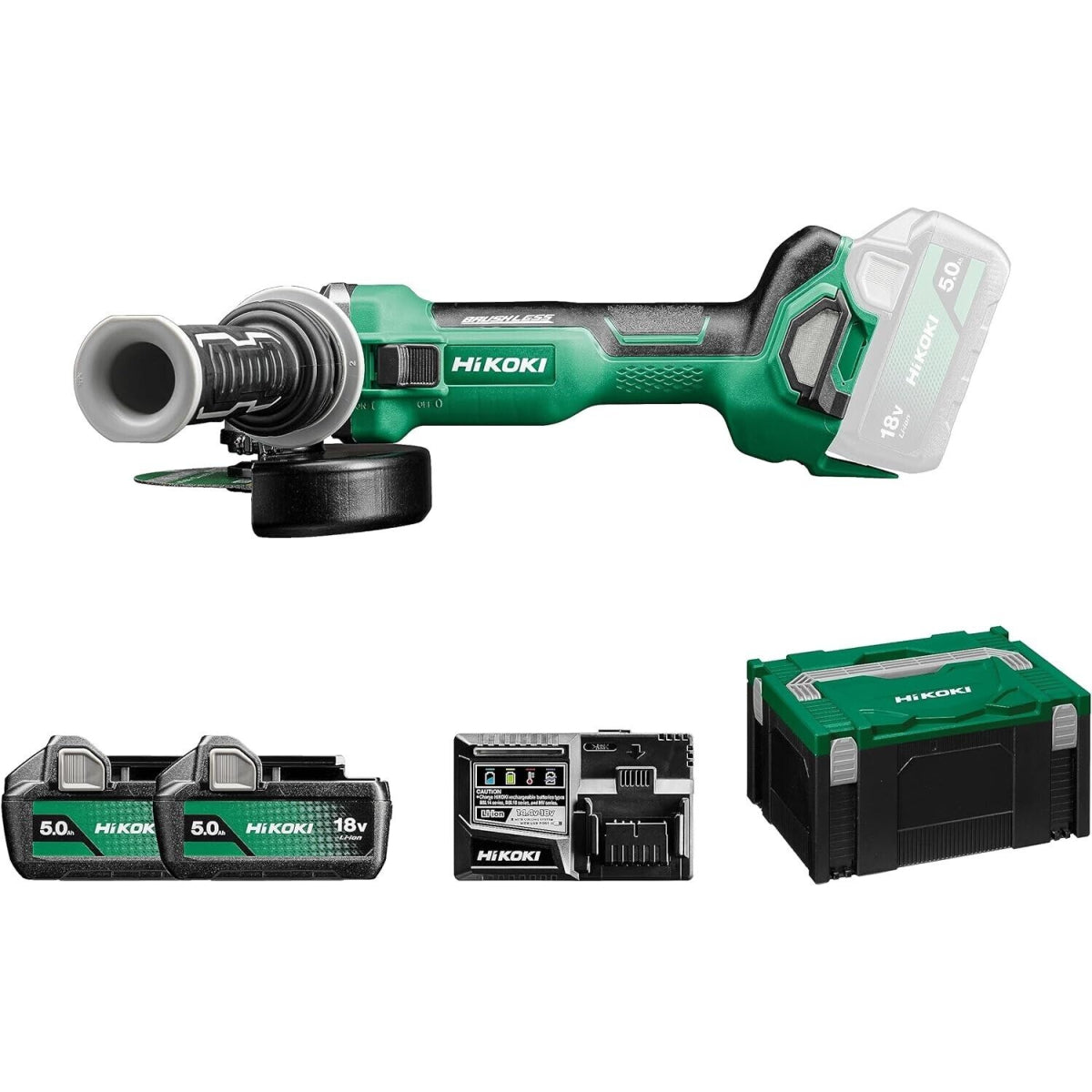  Hikoki G1813DAWQZ Meuleuse Sans Fil 18V ø125mm 2x5Ah Avec Coffret HitCase III