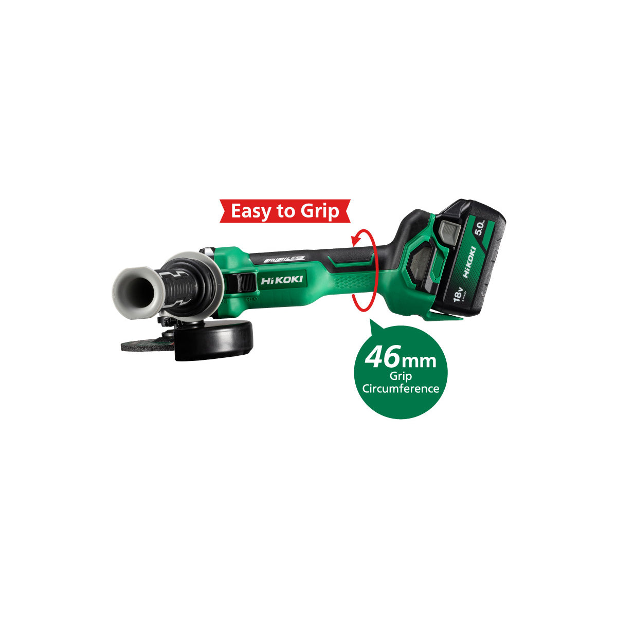  Hikoki G1813DAWQZ Meuleuse Sans Fil 18V ø125mm 2x5Ah Avec Coffret HitCase III