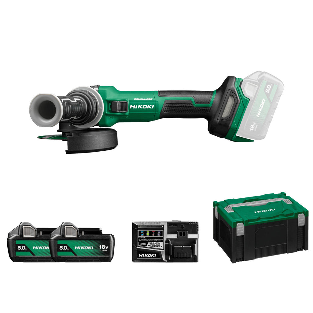  Hikoki G1813DVFWQZ Meuleuse Sans Fil 18V ø125mm 2x5Ah Avec Coffret De Transport