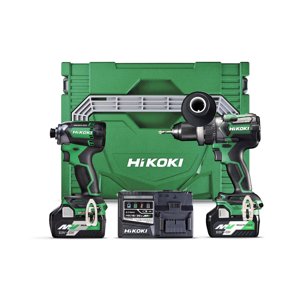  Hikoki KC18DCWBZ Pack 2 Machines 18V Perceuse 140Nm DV18DC & Visseuse 210Nm WH18DC 2x5.0 Ah Avec Coffret Hit-case
