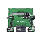  Hikoki KC18DCWBZ Pack 2 Machines 18V Perceuse 140Nm DV18DC & Visseuse 210Nm WH18DC 2x5.0 Ah Avec Coffret Hit-case