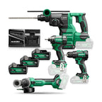  Hikoki KC18DEWHZ Pack 4 Machines 18V Avec Batteries 3x5.0 Ah Et Chargeur DS18DE + WH18DC + DH1826DA + G1813DA