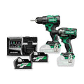  Hikoki KC18DEWJZ Pack 2 Machines 18V Perceuse 70Nm DS18DE & Boulonneuse 345Nm WR18DH 2x5Ah Avec Coffret Hit-case III