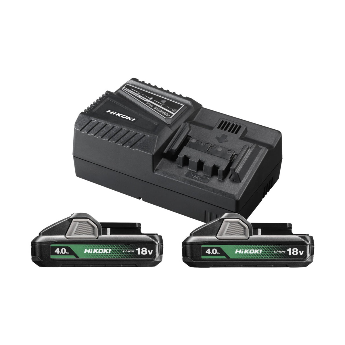 Hikoki UC18YFSLWEZ Pack De 2 Batteries 4.0Ah Compact BSL1840M Et 1 Chargeur UC18YFSL