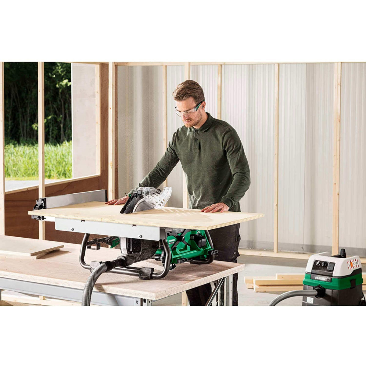  Hikoki Scie Sur Table Sans Fil 36V ø255mm C3610DRJW4Z Avec Support 376510 (ZLOT0239)