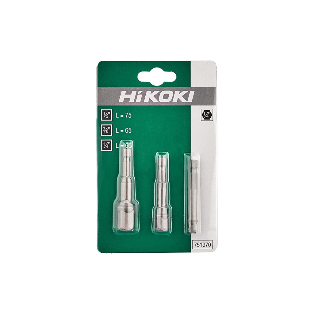  Hikoki Set De 3 Adaptateurs Avec Bille 1/4" Pour Visseuse à Chocs (751970)