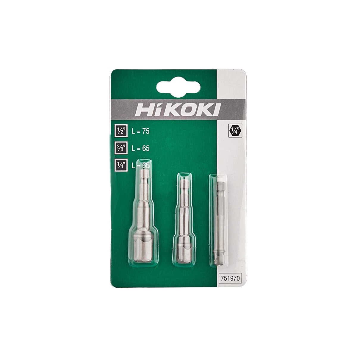  Hikoki Set De 3 Adaptateurs Avec Bille 1/4" Pour Visseuse à Chocs (751970)
