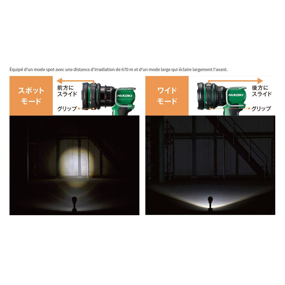  Hikoki UB18DHW4Z Lampe Torche De Chantier Sans Fil 18V 1050 Lumen