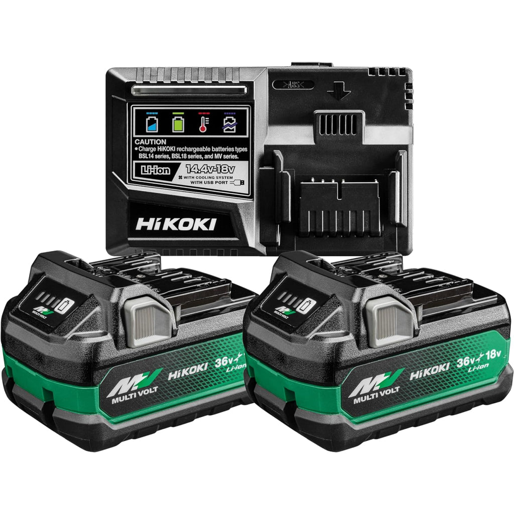  Hikoki UC18YSL3WHZ Kit De 2 Batteries Multi Volt 36V 5Ah BSL36A18X Avec Chargeur UC18YSL3