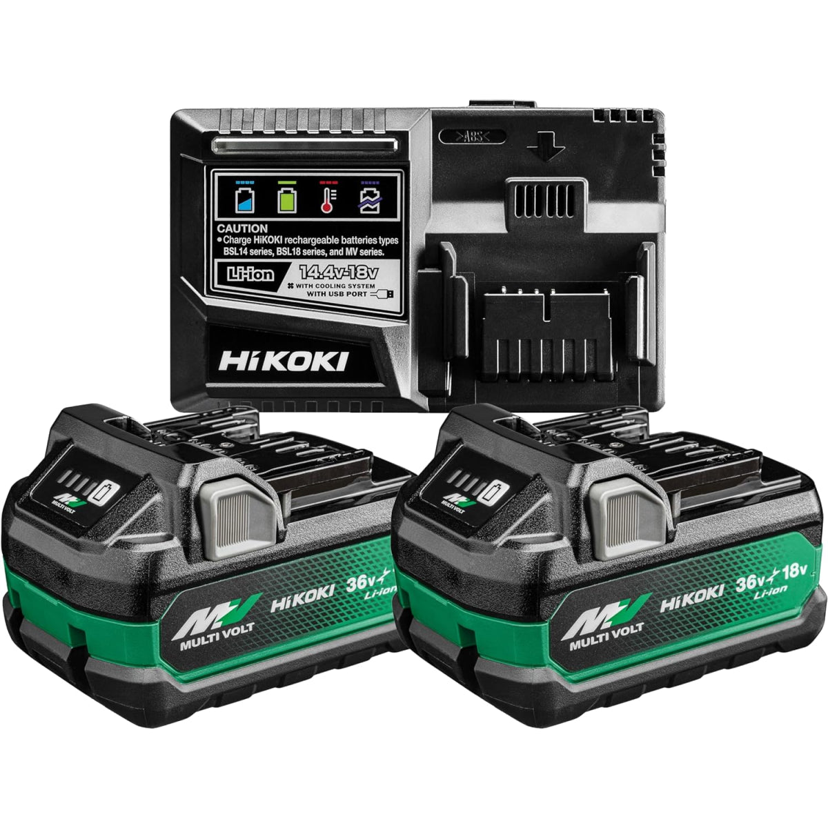  Hikoki UC18YSL3WHZ Kit De 2 Batteries Multi Volt 36V 5Ah BSL36A18X Avec Chargeur UC18YSL3