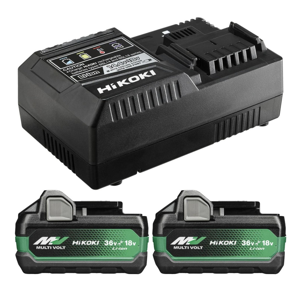  Hikoki UC18YSL3WHZ Kit De 2 Batteries Multi Volt 36V 5Ah BSL36A18X Avec Chargeur UC18YSL3