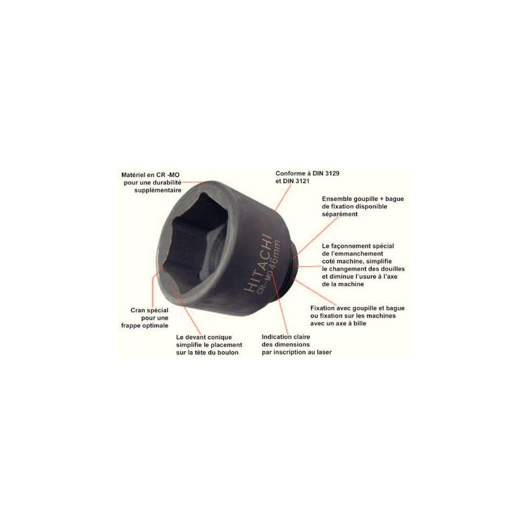  Hitachi Douille De Vissage Longue 1/2" ø22mm 751838