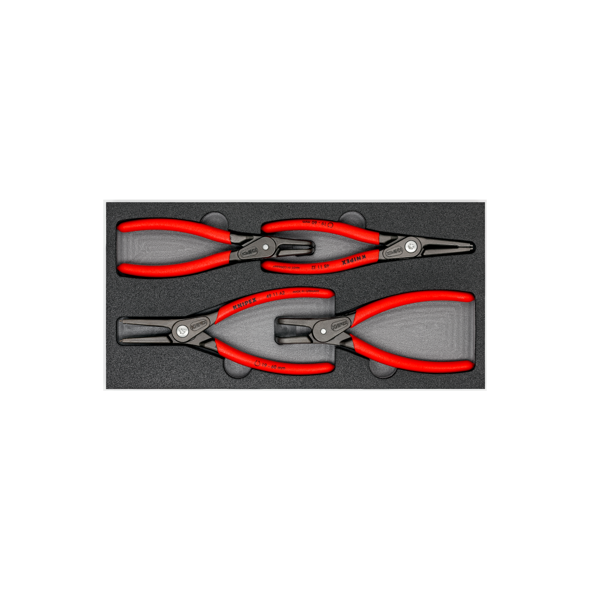  Knipex Jeu De 4 Pinces à Circlips Avec Plateaux En Mousse (00 20 01 V09)