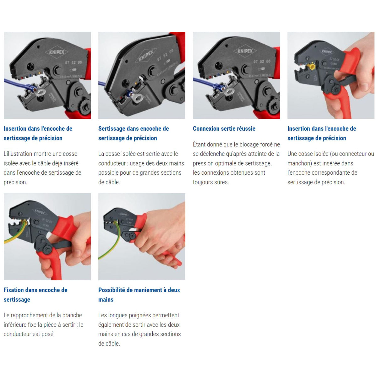  Knipex Pince à Sertir Avec Ressort D'ouverture 0,5 – 6,0 Mm² (97 52 06)