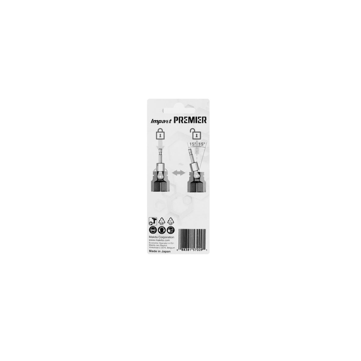  Makita Adaptateurs D'angles Pour Douilles 1/2" Impact Premier E-03436
