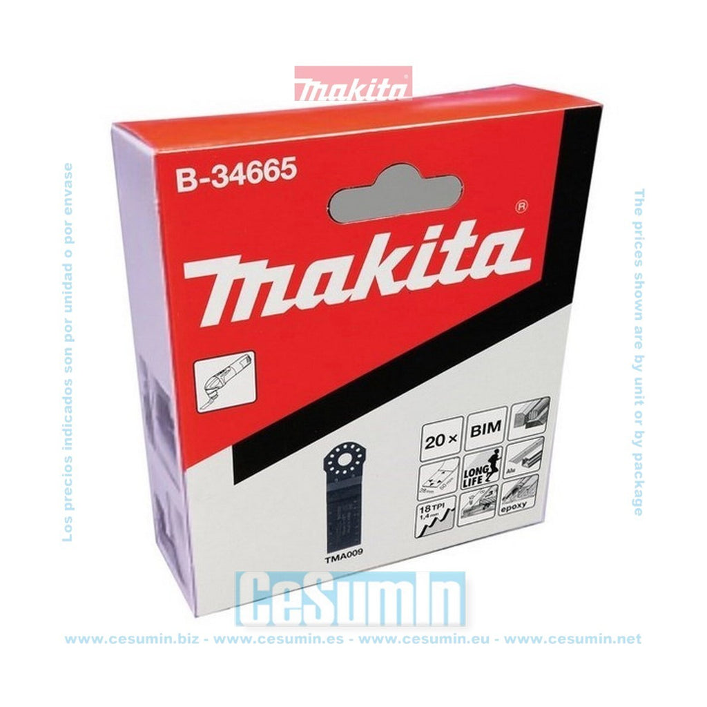  Makita B-34665 Lot De X20 Lames Scie Plongeante BIM Type TMA009 Pour Bois Et Métal (28x50mm)