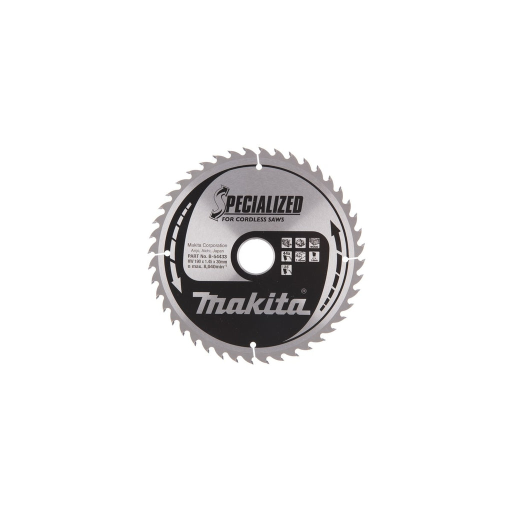  Makita B-54433 Lame Carbure Bois ø190x30x1.45mm 44dts ''Specialized'' (B-54455)