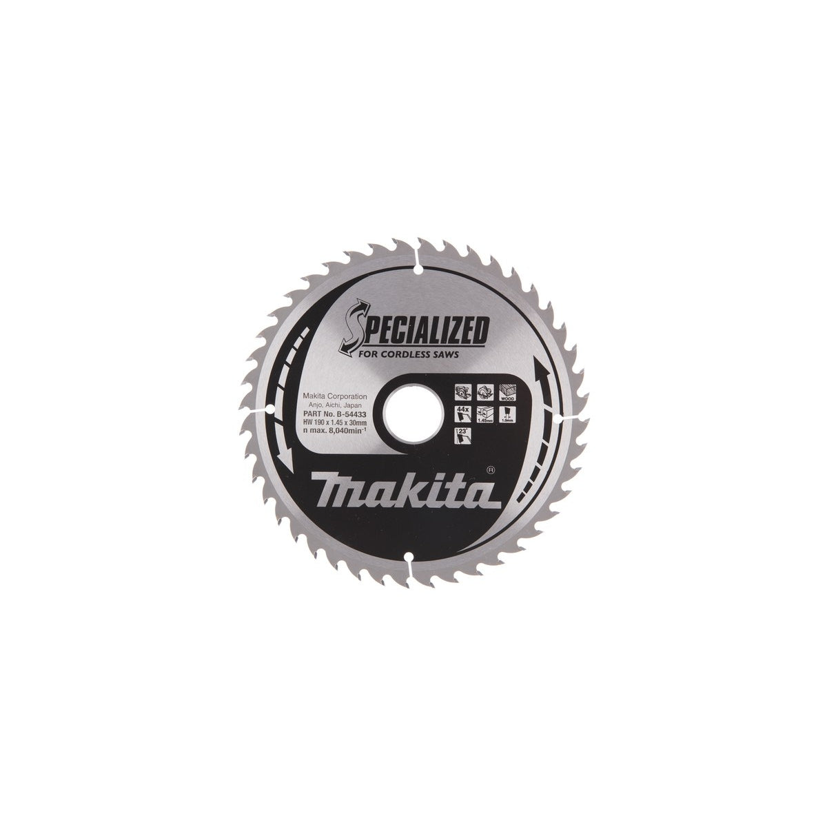  Makita B-54433 Lame Carbure Bois ø190x30x1.45mm 44dts ''Specialized'' (B-54455)