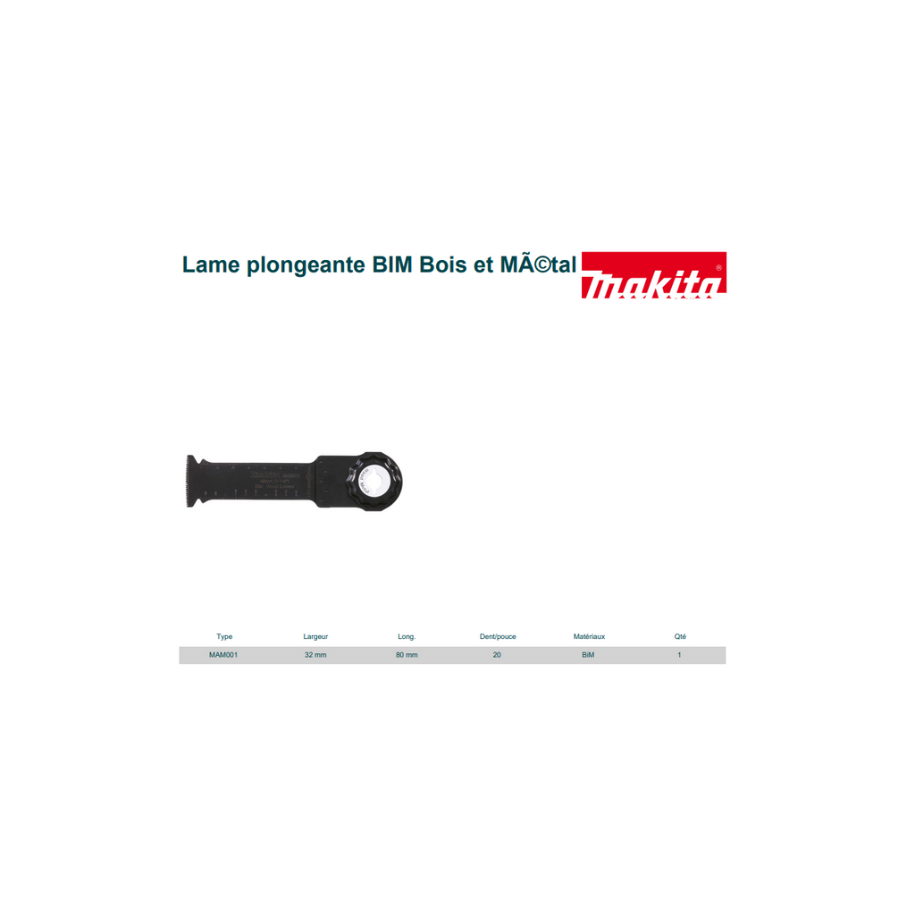  Makita B-66400 Lames Scie Plongeante BIM STARLOCK MAX Pour Bois Et Métal MAM001 (32x80mm)