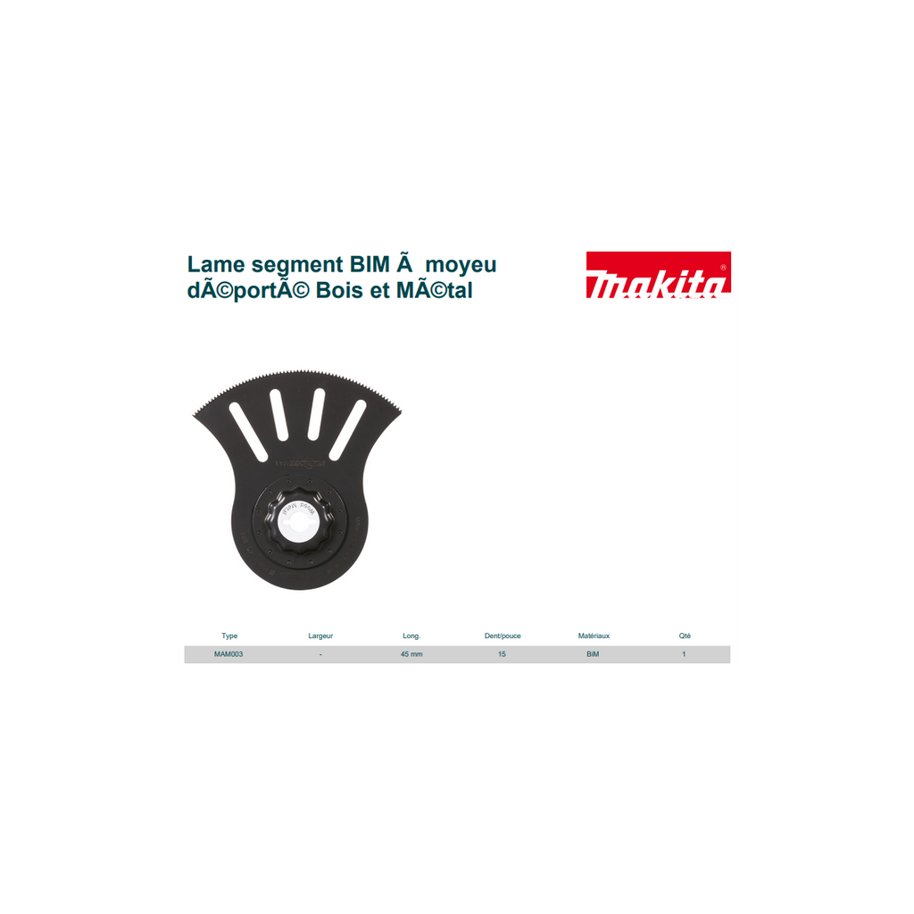  Makita B-66422 Lames Scie Plongeante BIM STARLOCK MAX Pour Bois Et Métal MAM003 (longueur 45mm Ø:100mm)