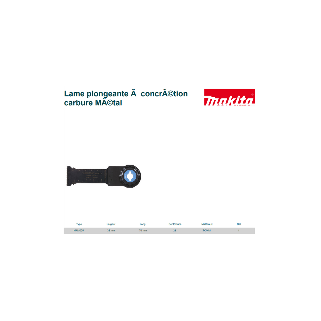  Makita B-66444 Lames Scie Plongeante TC/HM Carbure STARLOCK MAX Pour Métal (32x70mm)