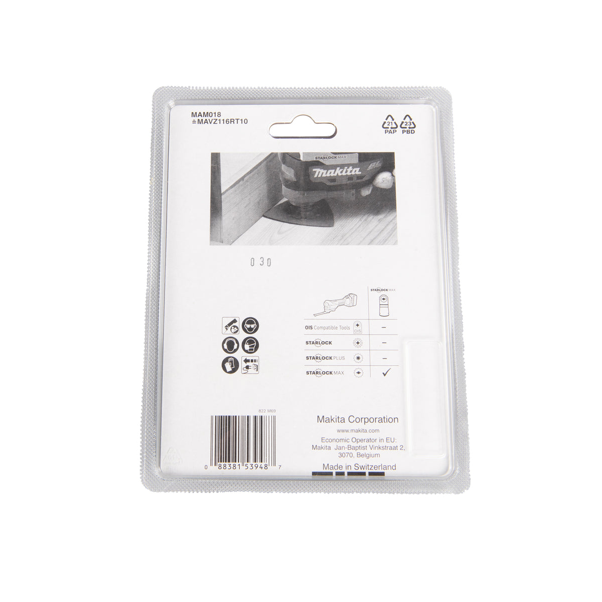  Makita B-66581 Plateau De Ponçage Carbure Starlock Max 116mm