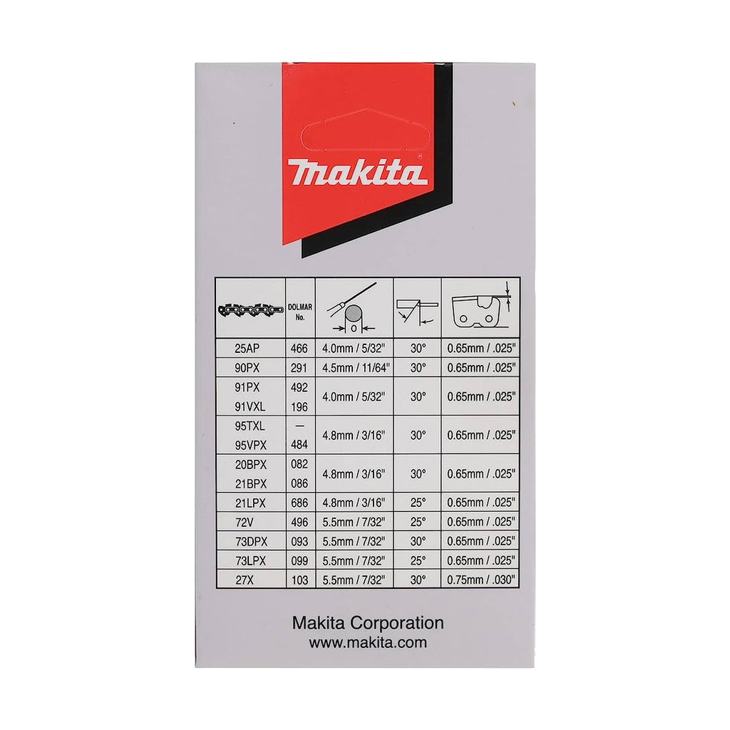  Makita Chaîne Pour Tronçonneuse 30cm 3/8" 1.1mm 46Dents (191H01-8)