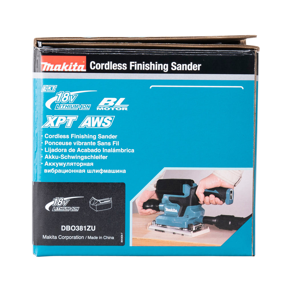  Makita DBO381ZU Ponceuse Vibrante 18V 93x185mm Avec AWS (Produit Seul)