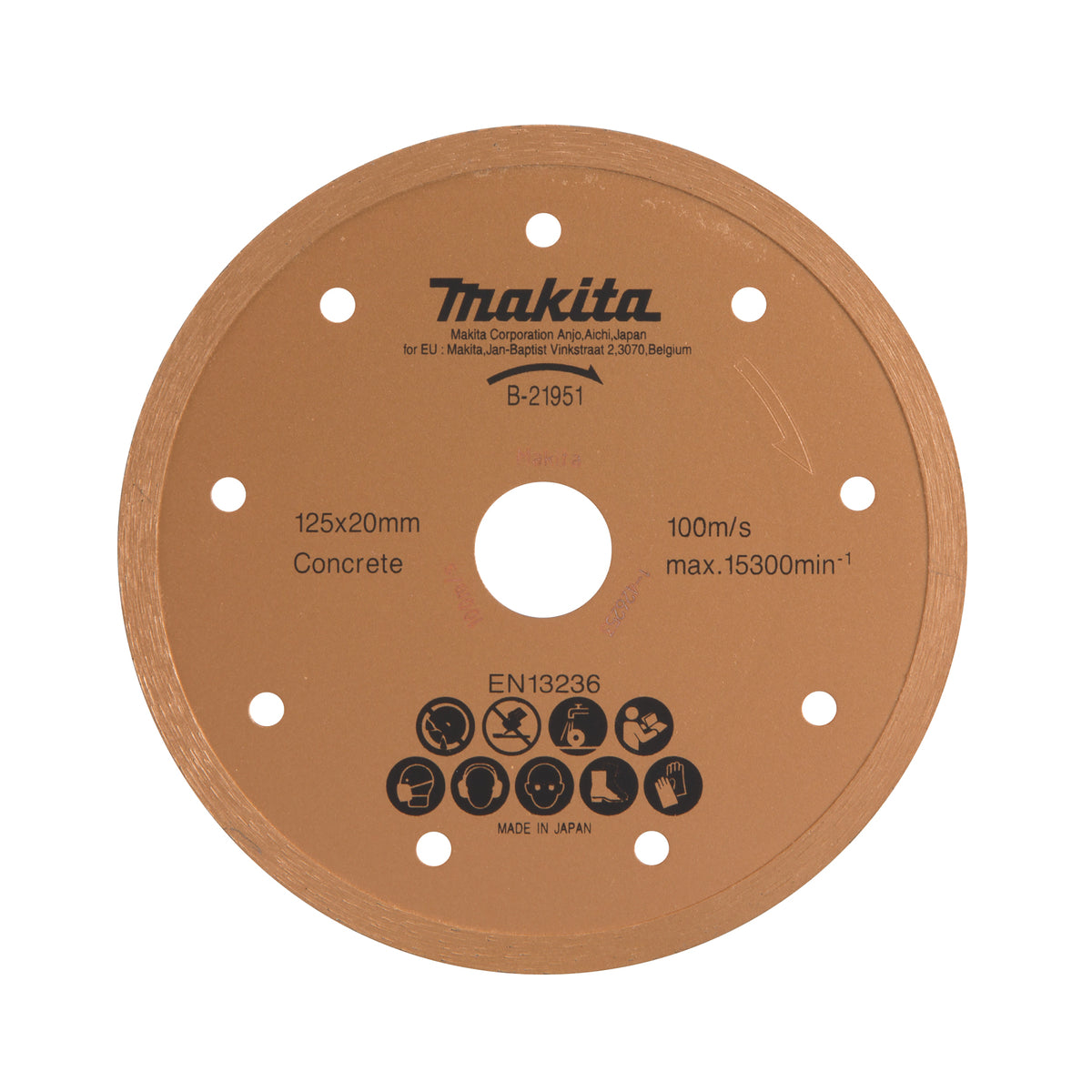  Makita Disque Diamant 125mm à Jante Continue, Béton, à Eau Pour Scie Diamant (B-21951)