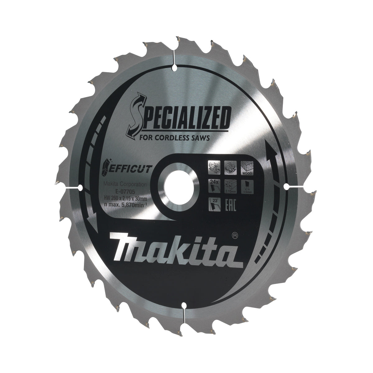  Makita E-07705 Lame Efficut Pour Scie Circulaire ø260 X 30 X 24Dts Pour Le Bois