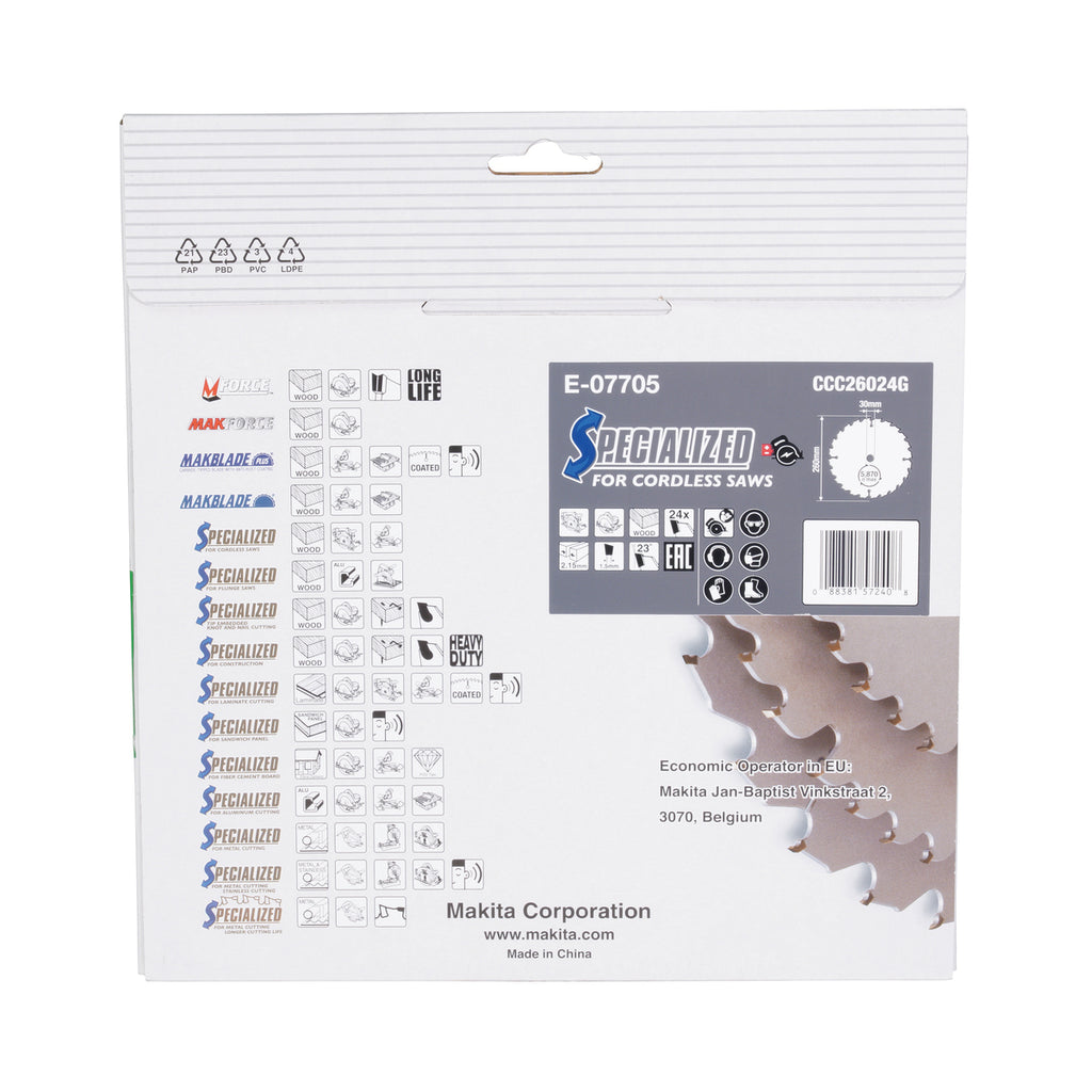  Makita E-07705 Lame Efficut Pour Scie Circulaire ø260 X 30 X 24Dts Pour Le Bois