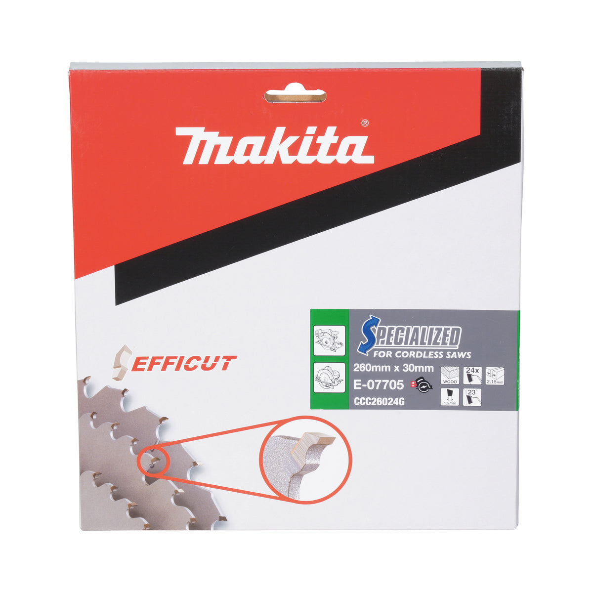  Makita E-07705 Lame Efficut Pour Scie Circulaire ø260 X 30 X 24Dts Pour Le Bois