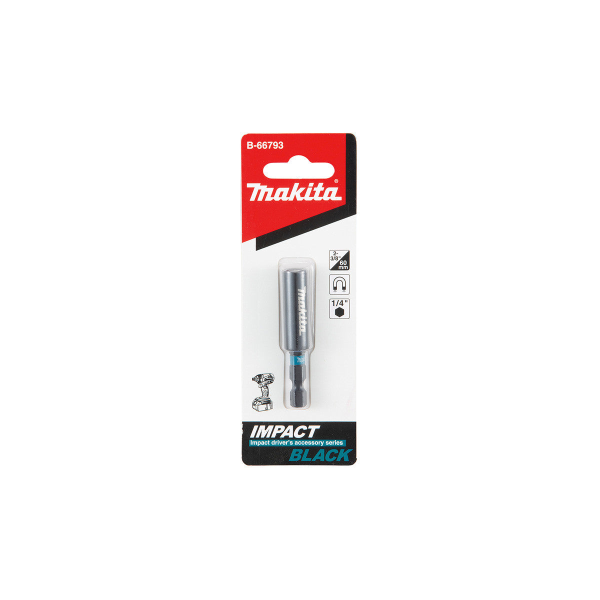  Makita Porte Embouts Magnétiques, Hexa 1/4'' - 60mm (784813-4 - 784811-8)