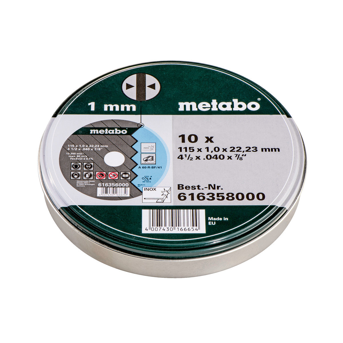  Metabo 10 Disques à Tronçonner ø115x1.0mm Inox (616358000)