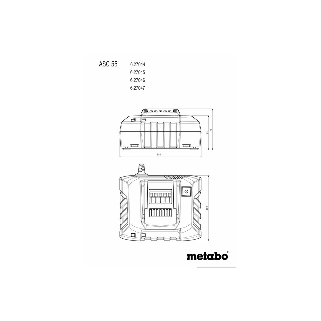  Metabo ASC 55 Chargeur De Batterie Ultrarapide 12V, 14,4V, 18V & 36V Li-ion (627044000)