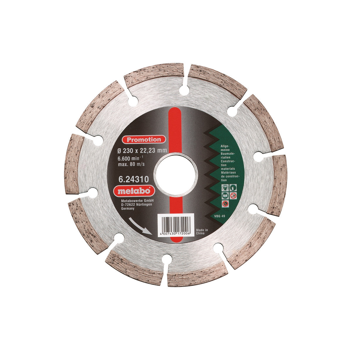  Metabo Disque ø230mm à Tronçonner Diamant (624310000)