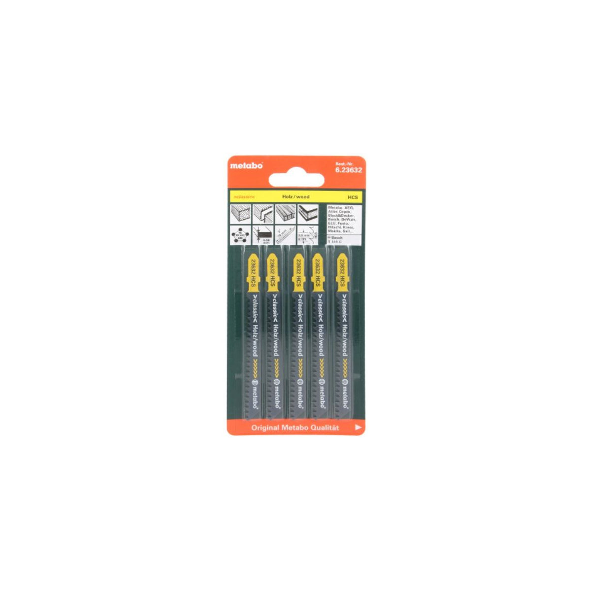  Metabo Lot De 5 Lames De Scie Sauteuse 74mm Pour Le Bois (623632000)