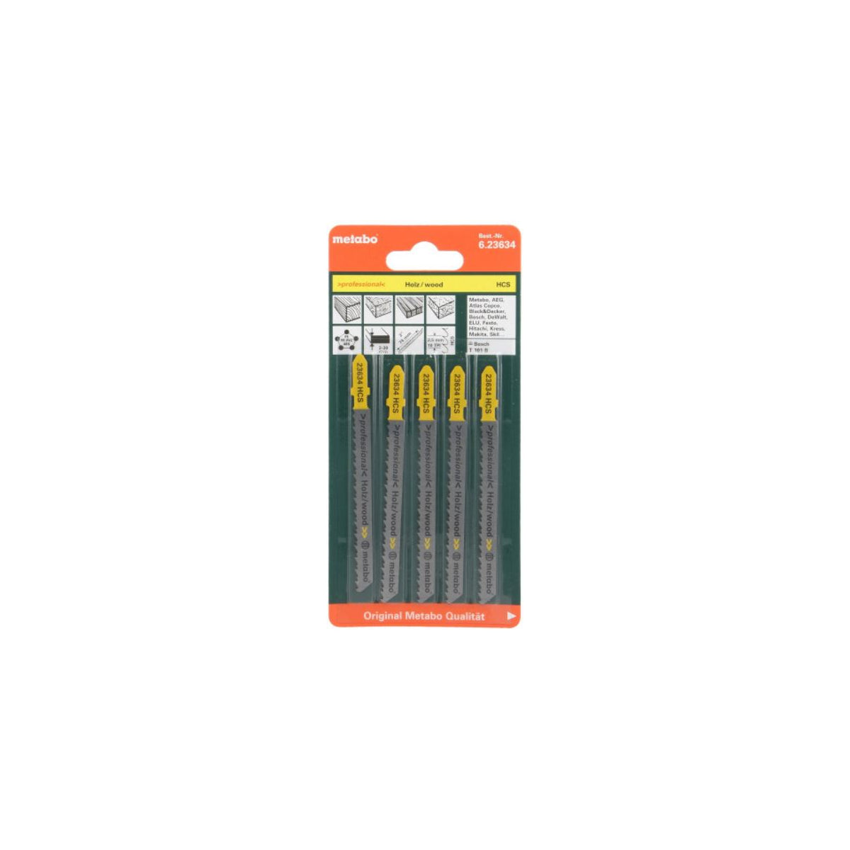  Metabo Lot De 5 Lames De Scie Sauteuse 74mm Pour Le Bois (623634000)