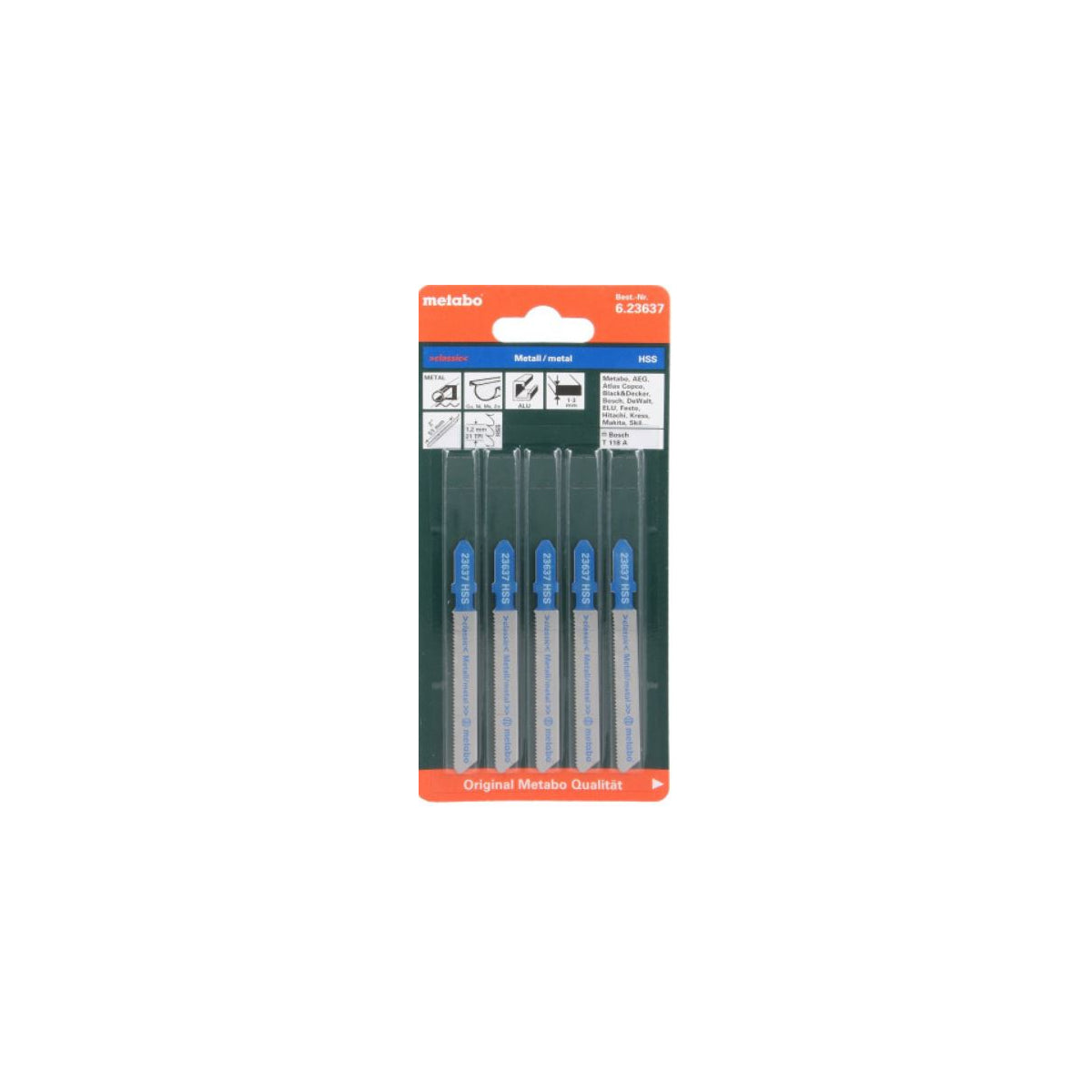  Metabo Lot De 5 Lames De Scie Sauteuse 74mm Pour Le Métal (623637000)
