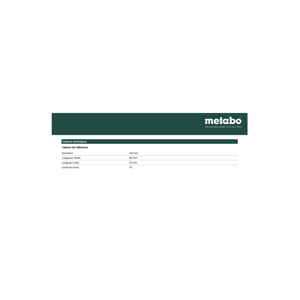  Metabo Lot De X10 Forets Métal HSS-R 4,8 X 86 MM (627738000)