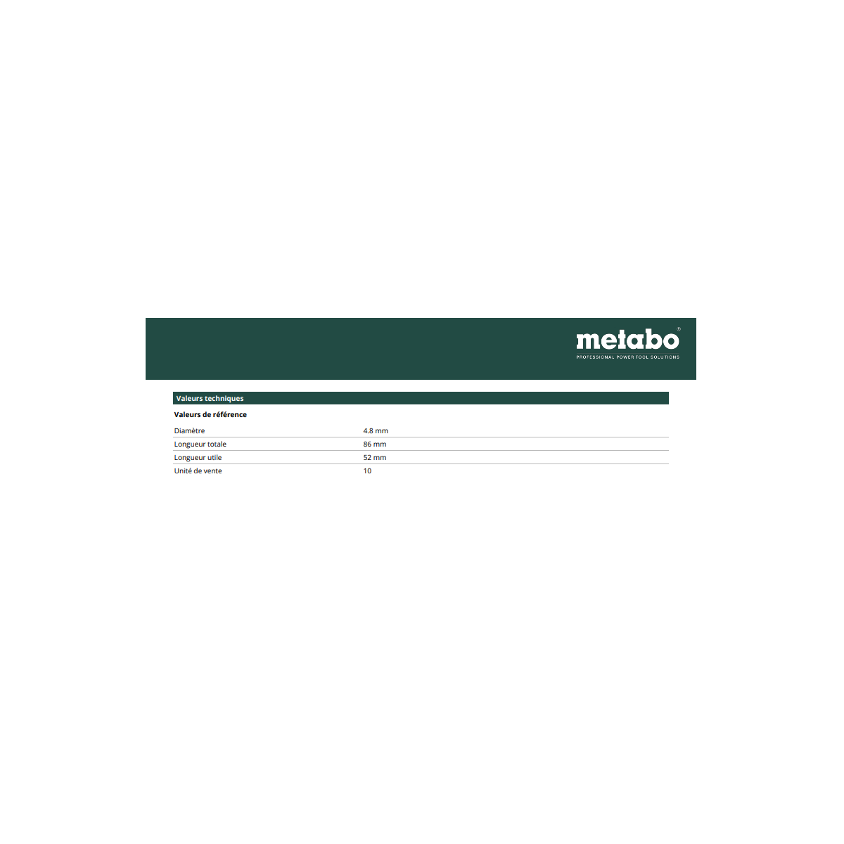  Metabo Lot De X10 Forets Métal HSS-R 4,8 X 86 MM (627738000)