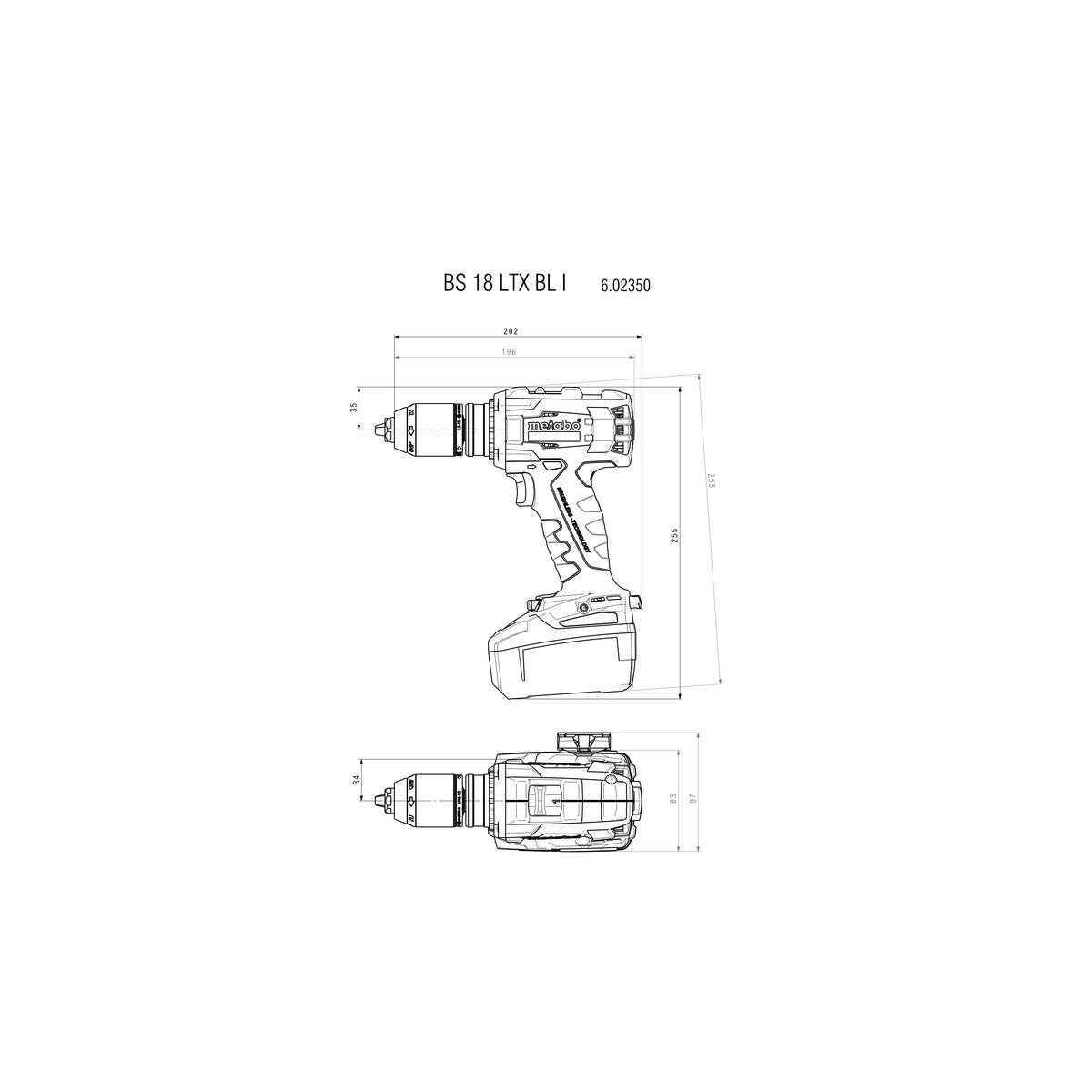  Metabo Perceuse, Visseuse BS 18 LTX BL I 18V 2x5.5Ah LiHD + MetaBOX 145L (602350660)