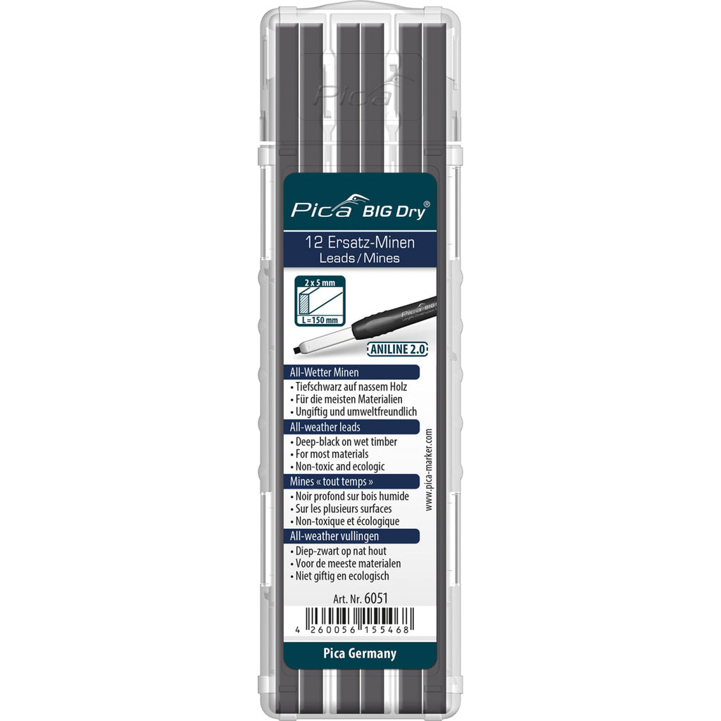  Pica BIG Dry 12 Mines Graphite 2B De Rechange Toutes Saisons 6051