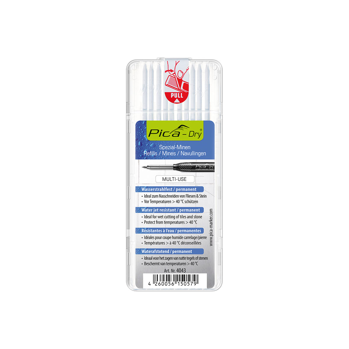  Pica DRY 10 Mines De Rechange Blanc Polyvalente & Résistantes à L'eau 4043