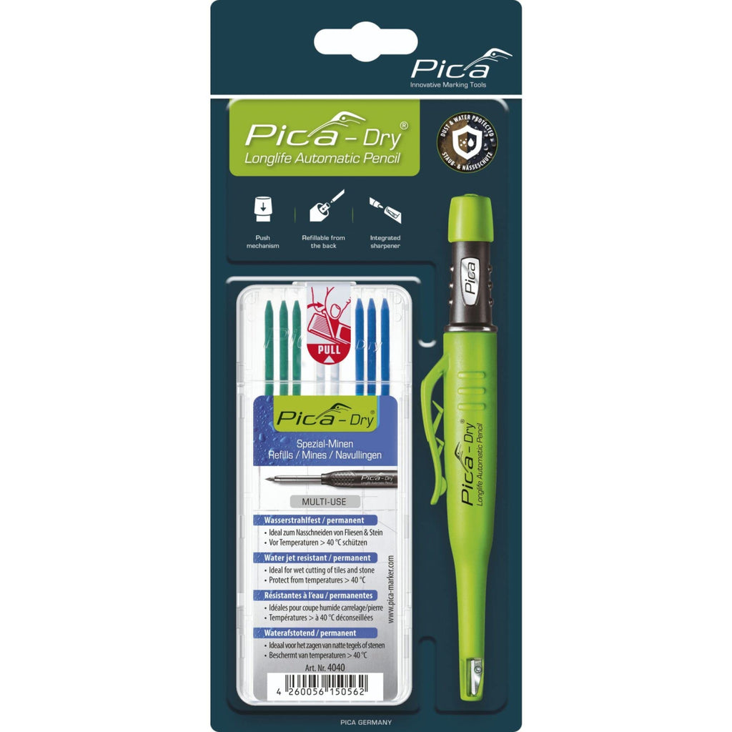  Pica DRY Set Crayon De Chantier Longlife 3030 & Mines De Rechange Colormix 30404