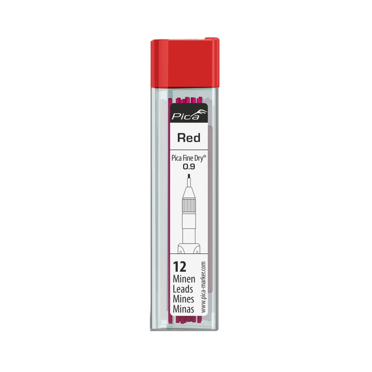  Pica Fine Dry Mines Graphite Rouge 0.9mm De Précision 7031